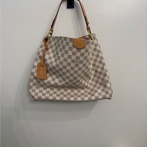 Louis Vuitton Damier Azur Canvas Hobo Shoulder Bag - Cream/Tan